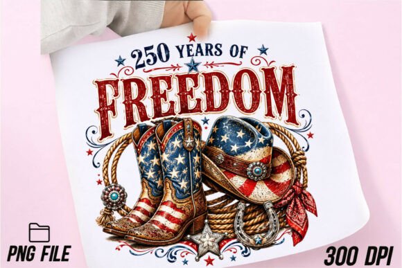 Celebrating Western Spirit: The Freedom 250 Years of Western Cowgirl PNG