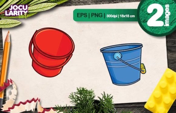 Cool Red and Blue Bucket Cartoon Vector: A Design Asset for Every Creator