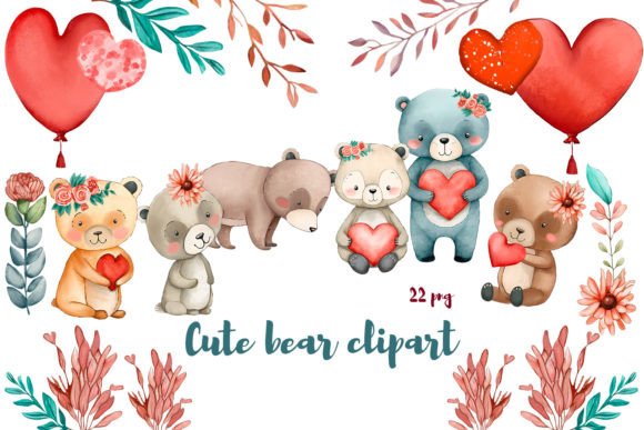 Cute Bear Teddy Watercolor Clipart: Your New Design Best Friend