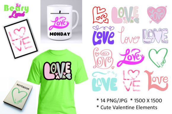 Love Words PNGs Cute Valentine Elements for Your Projects