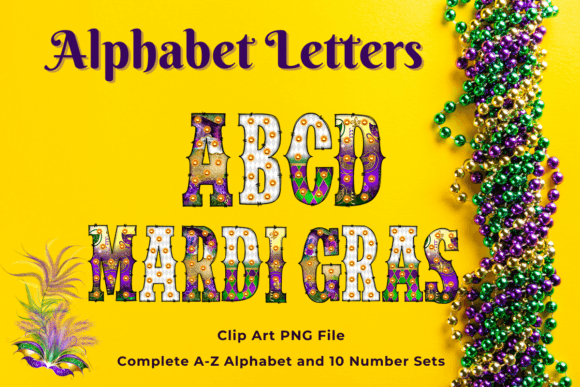 Mardi Gras Alphabet Doodle Light Set1: Infuse Festive Energy