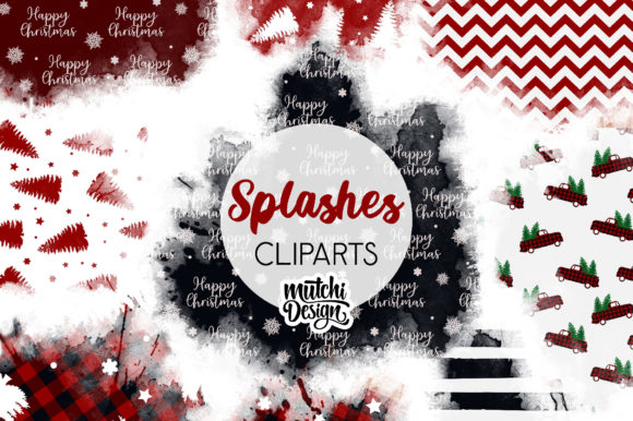 Red Christmas Watercolor Wash Splashes: A Bold Holiday Design Asset