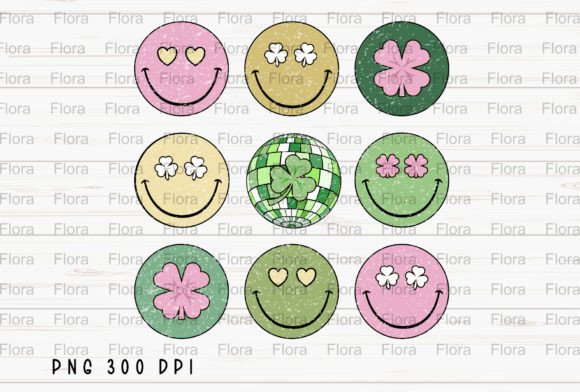 Retro St Patricks Smiley Face Clover PNG: A Playful Design Asset