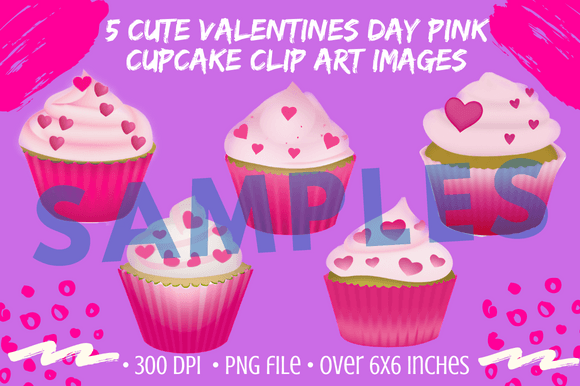 Sweeten Your Designs with 5 Valentine's Day Pink Cupcake Clip Arts