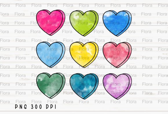 Watercolor Candy Hearts Valentine PNG: A Sweet Design Asset