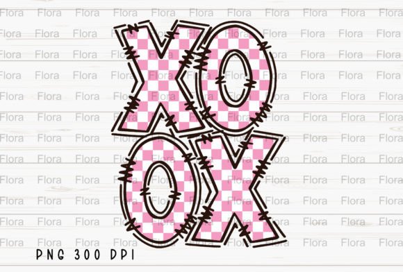 Xoxo Pink Checkered Valentines Day PNG for Creative Projects